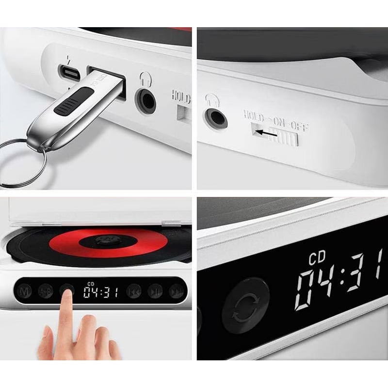 Bærbar CD-spiller - Bluetooth | Hi-Fi Lyd | Flere Farger – bilde 3 | Nordisk Harmoni