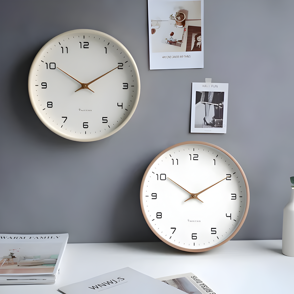 Stillegående Tre Veggklokke | Moderne Rundt Design – bilde 10 | Nordisk Harmoni