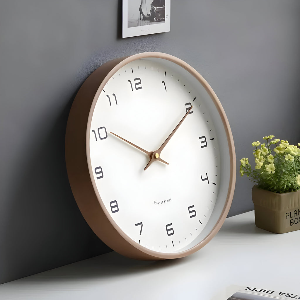 Stillegående Tre Veggklokke | Moderne Rundt Design – bilde 2 | Nordisk Harmoni